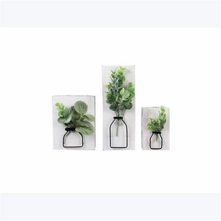 YOUNGS Wood Box Tabletop Sign with Artificial Flower Set - 3 Piece 21129